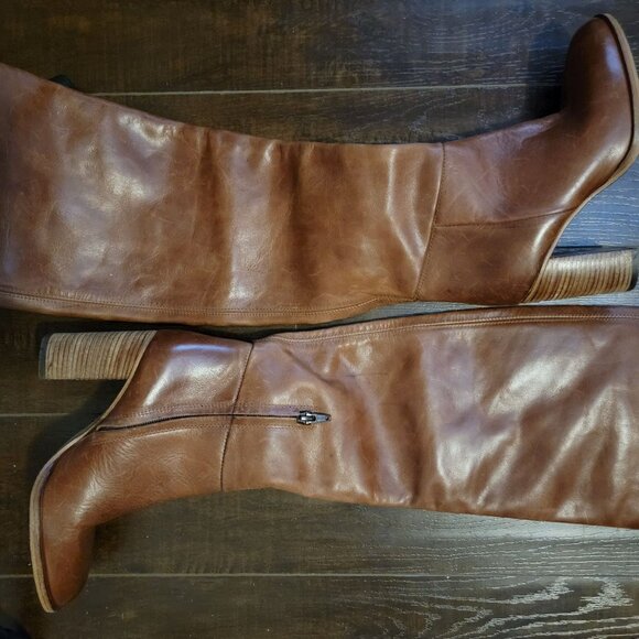 NEW Free People Dakota Tall Boots Womens 7 Brown Distressed Leather Knee High - Picture 3 of 14